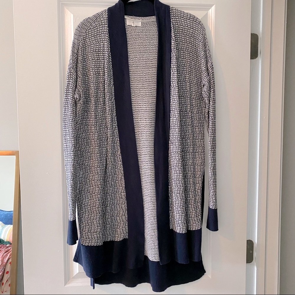 Lou & Grey Navy& White Knit Duster Cardigan SZ Small